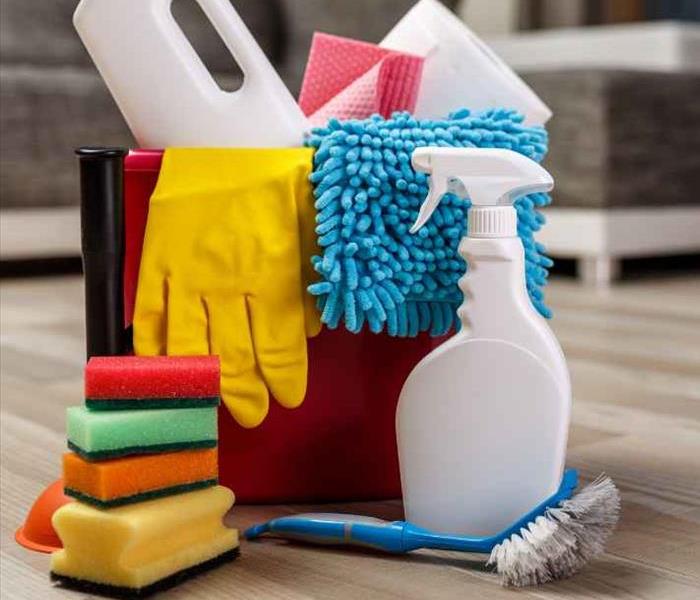 Various home cleaning supplies